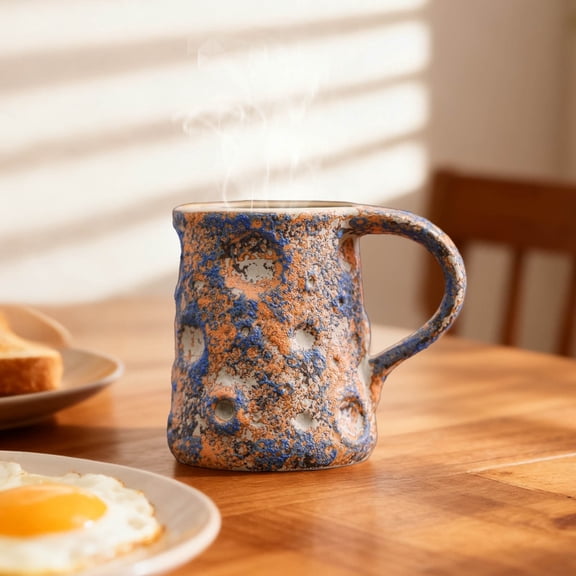 9.5 OZ Ceramic Coffee Mug Handmade Porcelain Stoneware Mug for Men Women Unique Glazed Porcelain Mugs with Ergonomic Handle for Coffee Latte Americano Tea Milk Cocoa(Blue)