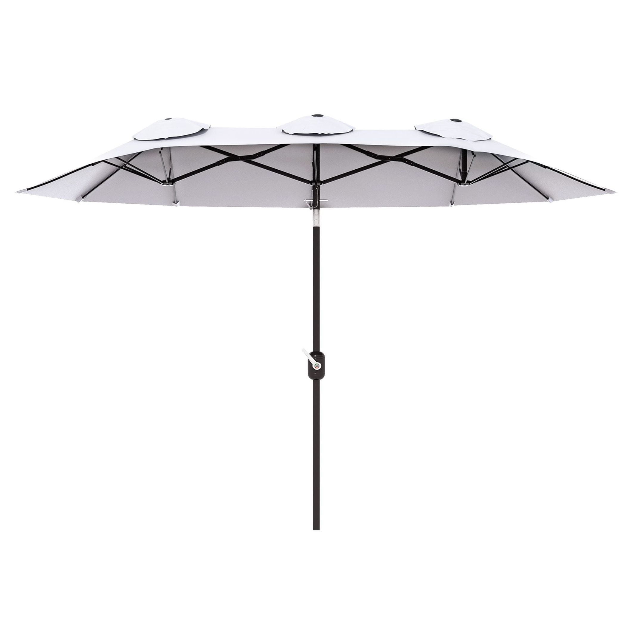 9.5' Patio Umbrella, Double-Sided Outdoor Market Umbrella with Tilt & Crank, 12 Ribs for Garden, Deck, Pool - White/Black