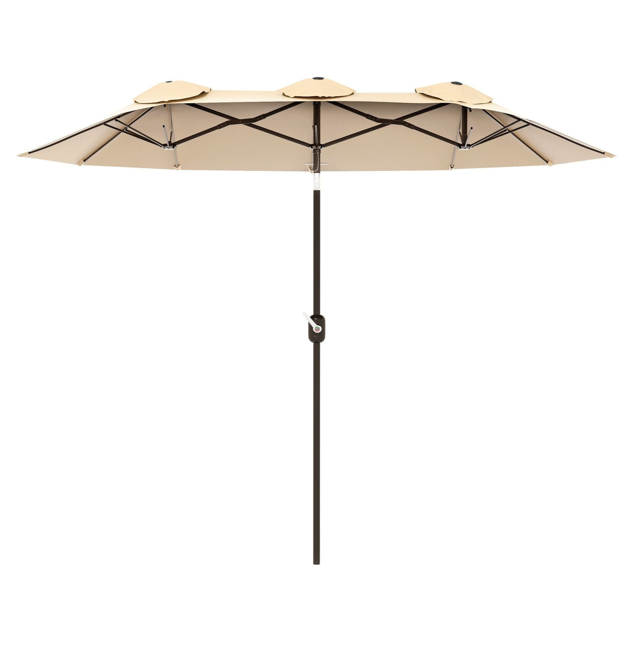 9.5' Patio Umbrella Outdoor, Market Umbrella with Tilt & Crank, 12 Ribs, UV Protection for Garden, Deck, Pool - Brown