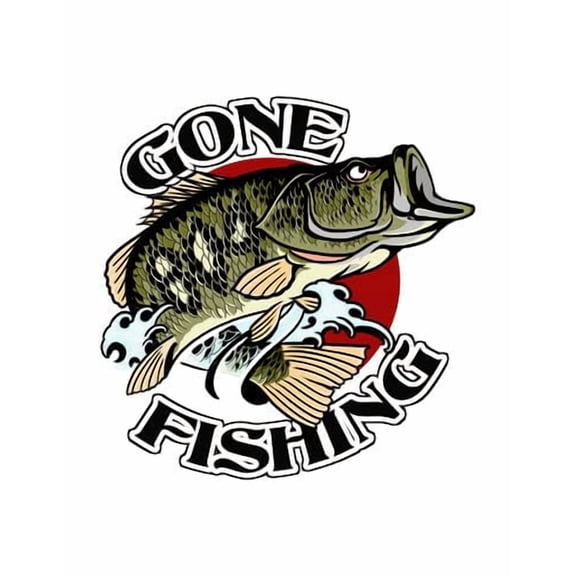 9.5" Pre-Cut Round Bass Gone Fishing Birthday Edible Image Cake Topper By TNCT