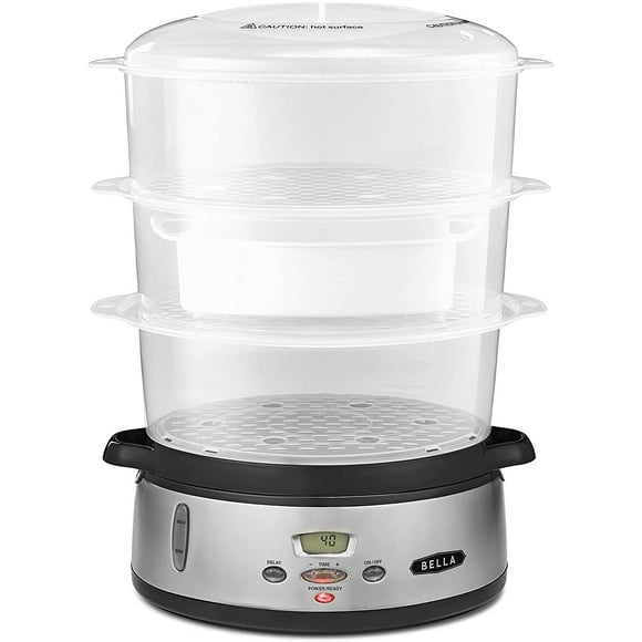 9.5 QT Triple Tier Digital Food Steamer, Healthy Fast Simultaneous Cooking, Stackable Baskets for Vegetables or Meats, Rice/Grains Tray, Auto Shutoff & Boil Dry Protection, Stainless Steel