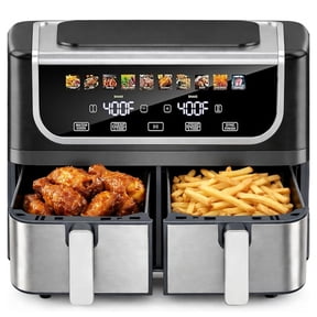 9.5 Qt Dual Basket Air Fryer, 10 in 1 Digital Touchscreen, 1700W Large Family Air Fryer with Independent Dual Baskets,Black