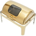 thumbnail image 1 of 9.5-Quart Gold Skillet Buffet Set, Rectangular Stainless Steel Buffet Warmer, Collapsible Frame Holder with Tray Lid (Gold), 1 of 9