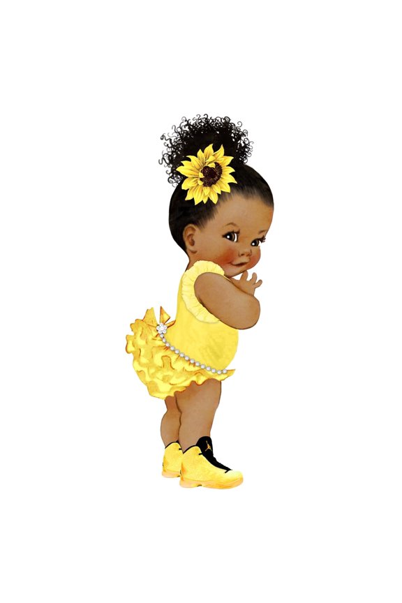Afro Puff African American Yellow Sunflower Edible Icing Image Cake Topper, by Tnct.