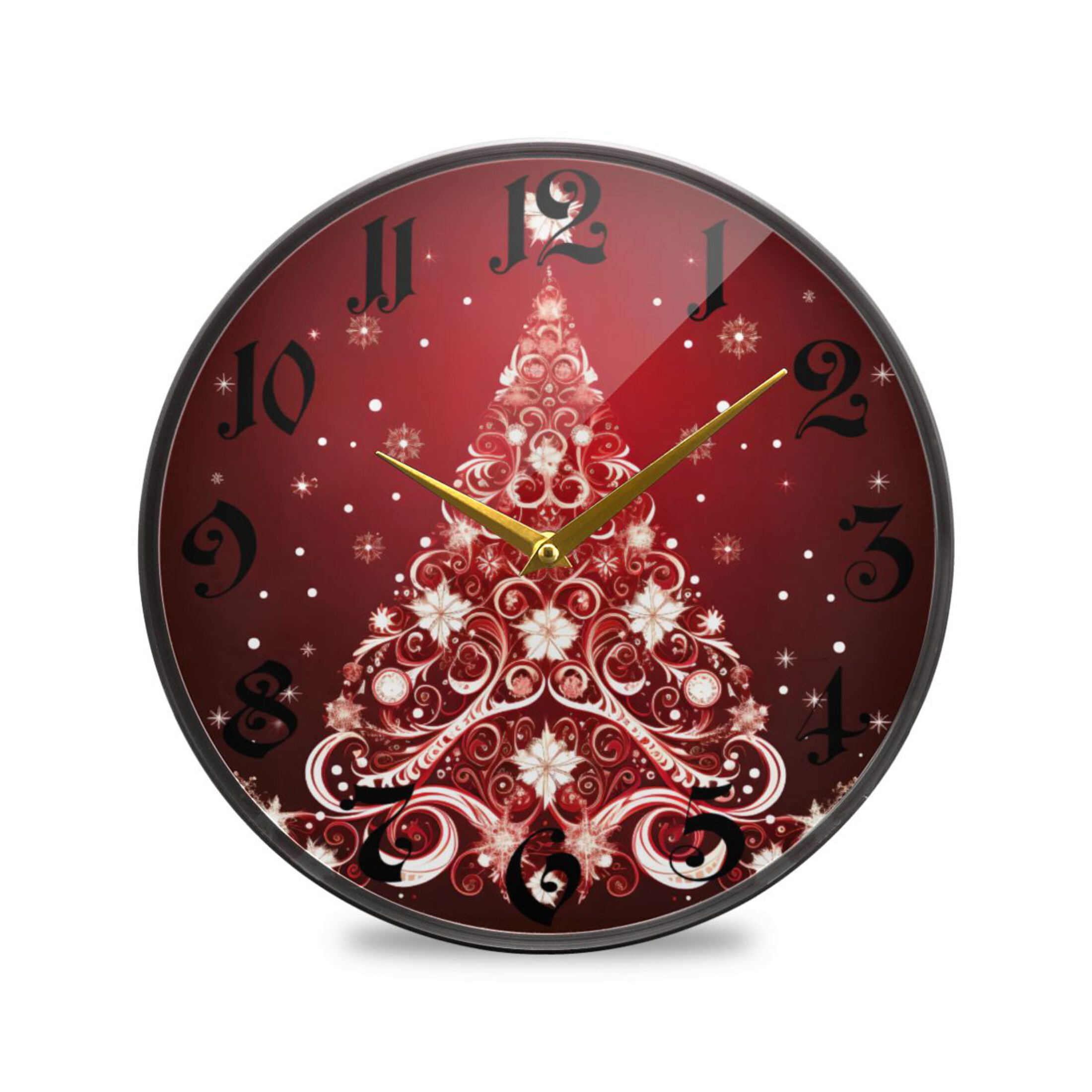 9.5" Round Silent Wall Clocks Christmas Tree Acrylic Battery Operated