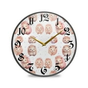9.5" Round Silent Wall Clocks Hedgehogs with Dots Acrylic Battery Operated Clock Non-Ticking Clocks Bedroom Living Room Home Decorative