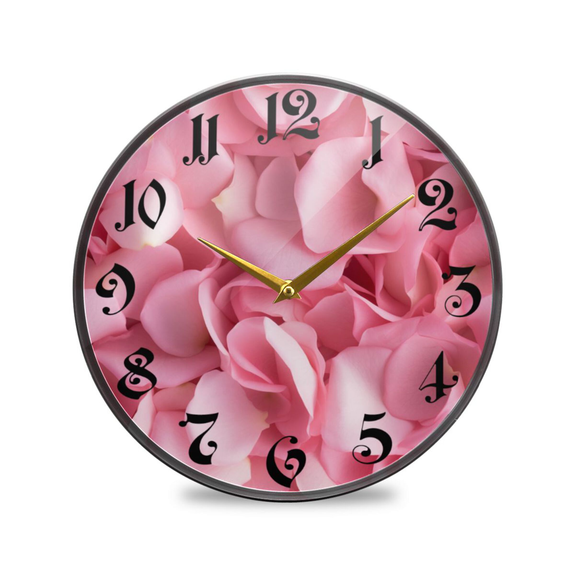 9.5" Round Silent Wall Clocks Rose Flowers Acrylic Battery Operated