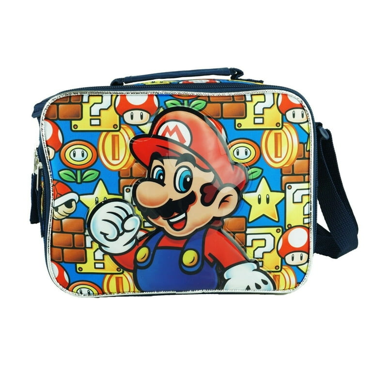 9.5 inch Super Mario Lunch Bag- Mario Allover Lunch Box, Men's, Size: 7.5