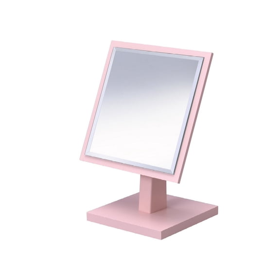 9.5" Tall Pedestal Makeup Mirror Polyresin & Wood Construction with Pastel Pink Finish Vanity Mirror for Bedroom  Bathroom  Dressing Table