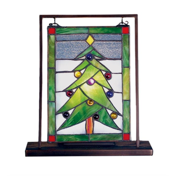 9.5"W X 10.5"H Christmas Tree Lighted Mini Tabletop Window