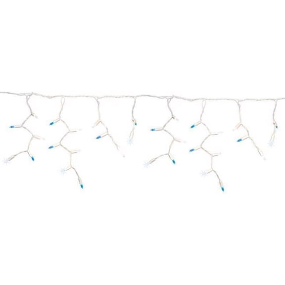 9.5 ft. Platinum LED T5 Icicle Christmas Lights, Blue & Pure White - 100 Count