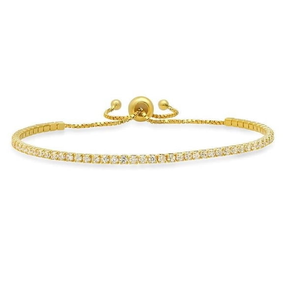 9.5 in. 14K Gold Over Silver Petite Cubic Zirconia Adjustable Bracelet