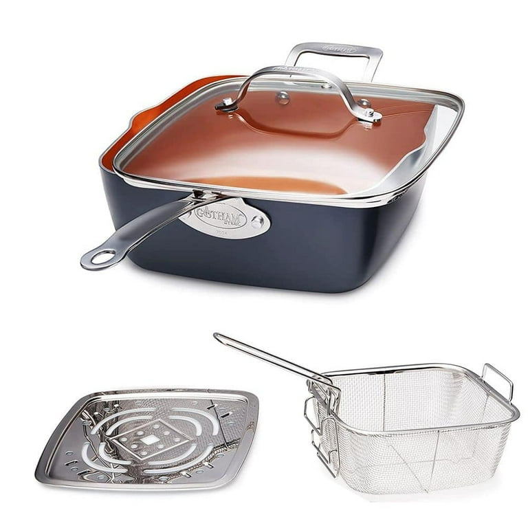 9.5 in. Ti-Ceramic Non-Stick Deep Square Fry Pan Set (4-Piece ) 9.5 in. Ti-Ceramic Non-Stick Deep Square Fry Pan Set (4-Piece )