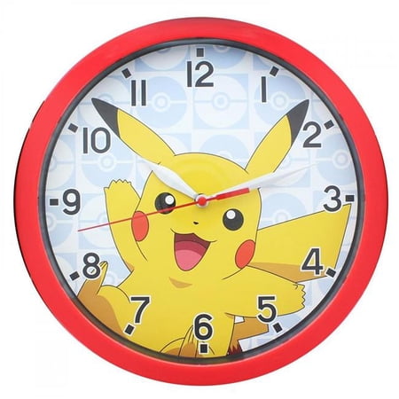 9.5 in. Playful Pikachu Wall Clock, Red