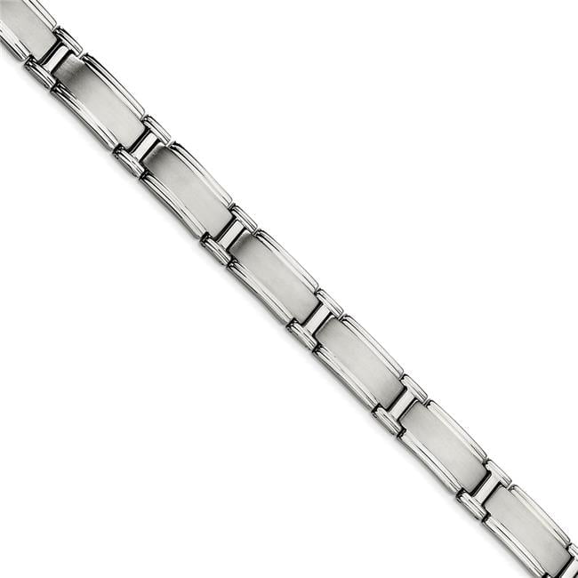 Stainless Steel Brushed and Polished 9.5 inch Engravable Link Bracelet Stainless Steel Brushed and Polished 9.5 inch Engravable Link Bracelet