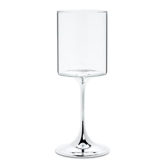 9.5 in. Wine Glass with Metallic Stem, Clear & Silver