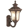 thumbnail image 1 of 9.5 inch 1 Light Imperial Bronze Outdoor Wall Lantern Pendant Lighting Fixture with Amber Water Glass Shade backed with Cast Aluminum material for patio, front porch, entryway and more, 1 of 5