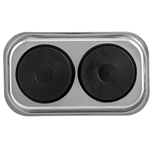 9.5 inch x 5.5 inch Heavy-Gauge Polished Stainless Steel Magnetic Tool & Hardware Tray w/Strong Magnets for Mechanics & Handyman, Set of 4