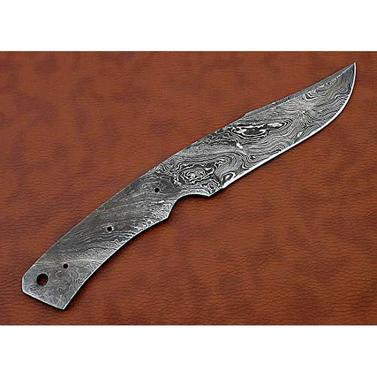 9.5 inches Long Trailing Point Blank Blade, Knife Making Supplies, Hand  Forged Twist Pattern Damascus Steel Blank Blade Skinning Knife with 3 Pins  & a Screw Hole Space 4.5 Long Blade with