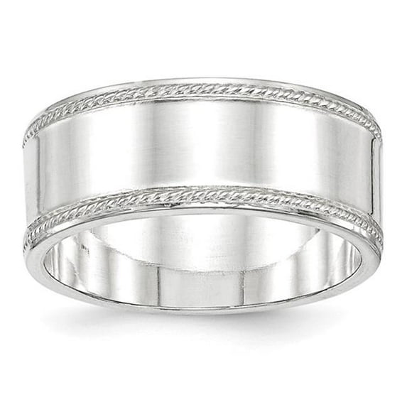 9.5 mm Sterling Silver Designed Edge Band - Size 6