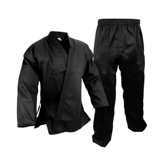 9.5 oz. Martial Arts Karate Taekwondo Uniform Black Medium W't Gi