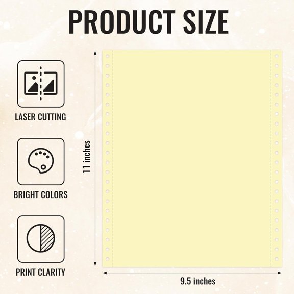9.5 x 11 Continuous Feed Computer Paper Fanfold for Dot Matrix Printers Continuous Computer Paper Left and Right Perforated 1000 Sheets 3 Part White/Pink/Yellow for Receipts, Invoices$$Office