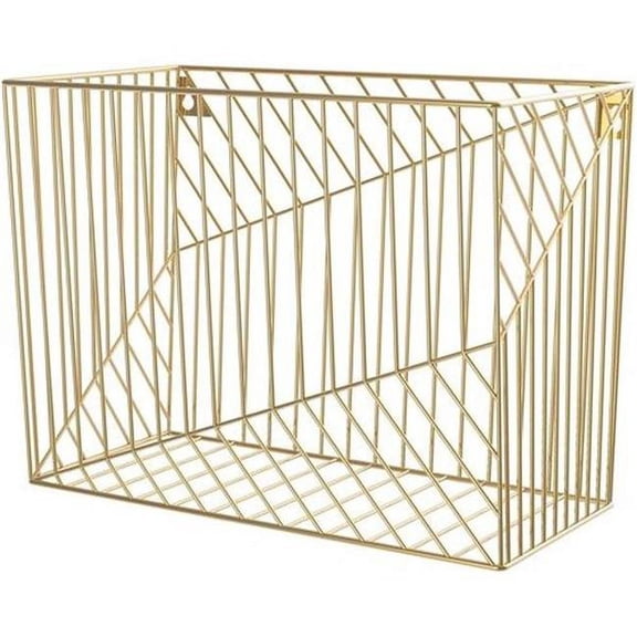 9.5 x 12.4 x 6.8 in. Bent Wire Hanging File Basket, Gold