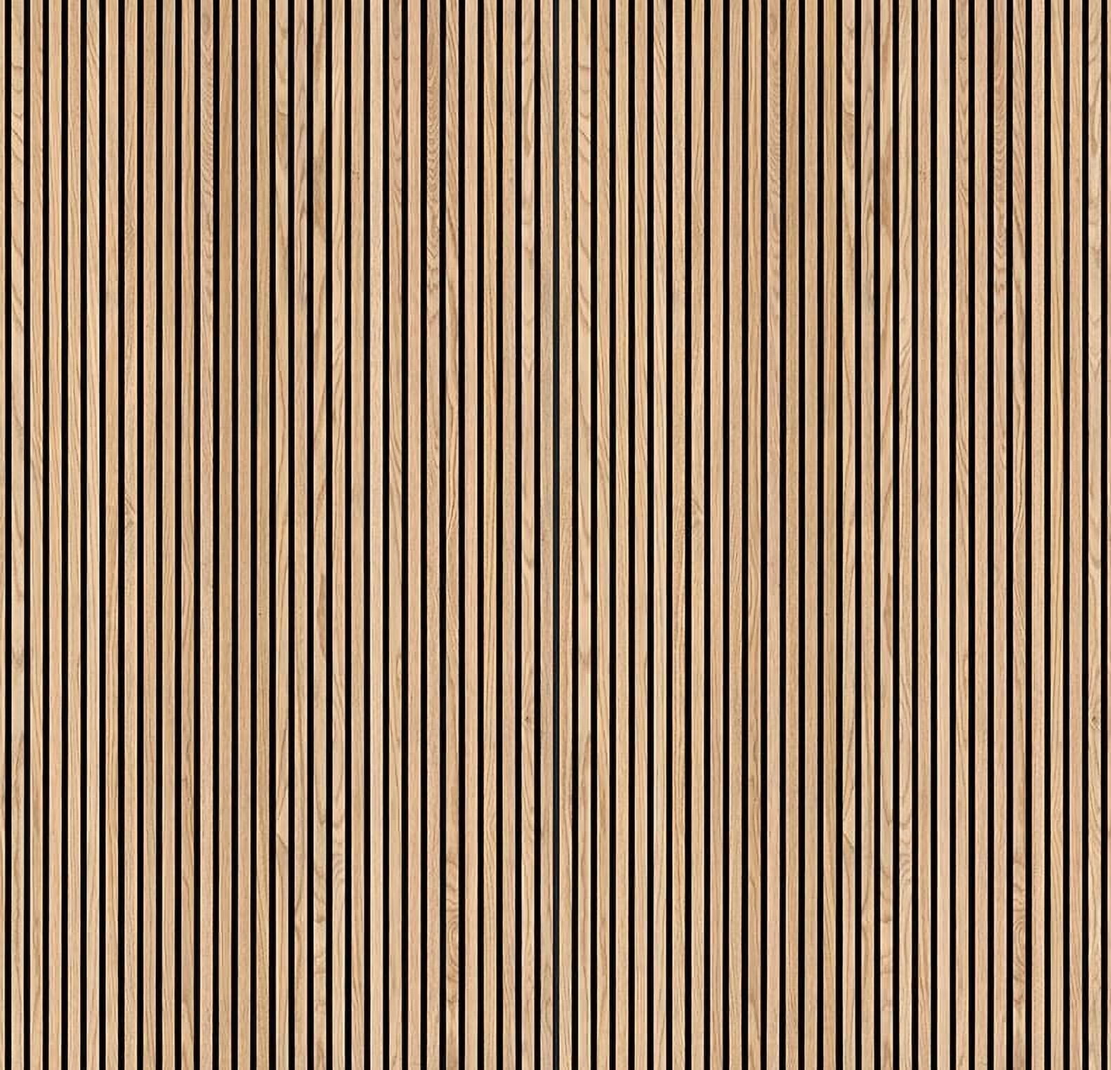 MSI 9.5" x 120" 3D Natural Fluted Wood Slat Acoustic Sound Absorbing Wall Paneling (Set of 4)