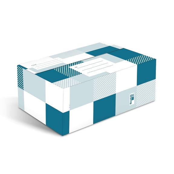 3m SDBOXSM Designer Small Mailing/shipping Box, 6 X 9 X 3.75, Blue/white Plaid