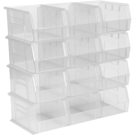 9.5" x 6" x 5" (12 Pack) Plastic Stackable Storage Bin, Clear