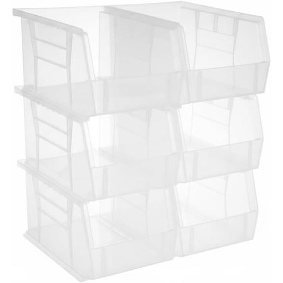9.5" x 6" x 5" (6 Pack) Plastic Stackable Storage Bin, Clear