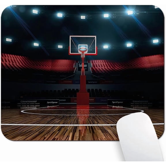 9.5"x 7.9" Mouse Pad (Professional Basketball Arena), Non-Slip Mat for Desk, Smooth Surface for Gaming & Office Work, Stadium Before the Game Championship Sports Image