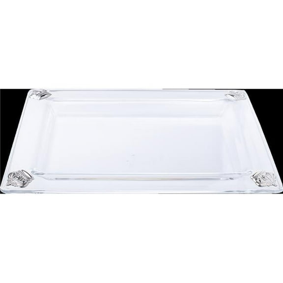 9.5 x 7 in. Glass Tray with Silver Crown