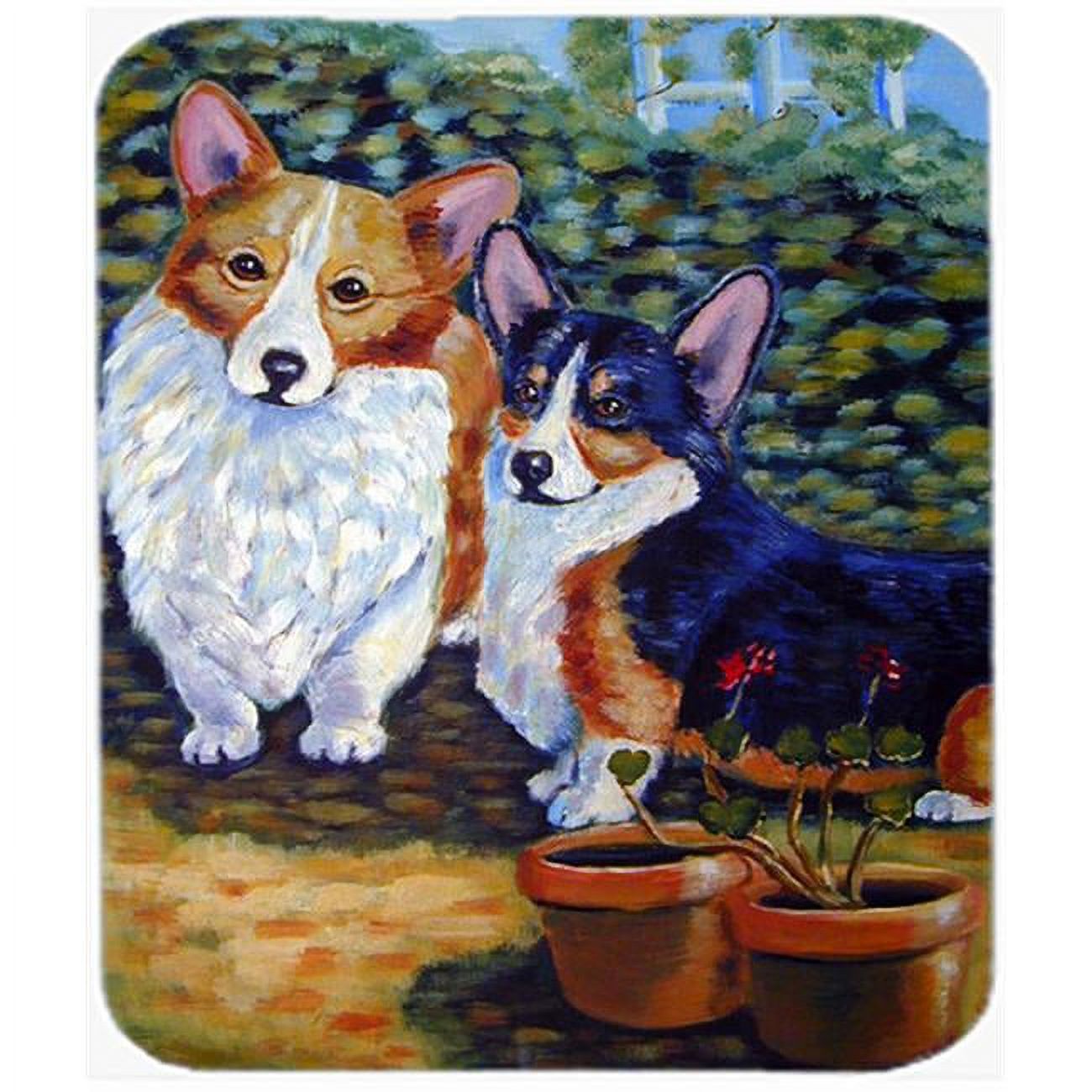 Caroline S Treasures Tappetino Mouse E Sottopentola A Scacchi Con Corgi Rosa – 19,5 X 23,5 Cm – Resistente Al Calore