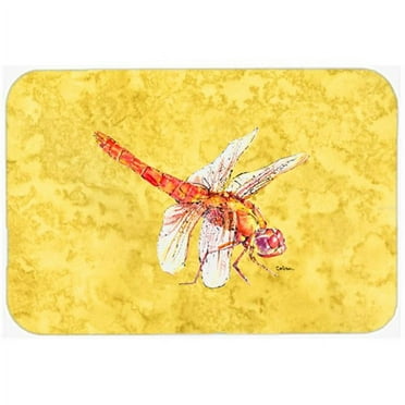 9.5 x 8 in. Dragonfly on Yellow Mouse Pad, Hot Pad or Trivet