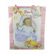 9.5 in x 8 in x 4 in Baptism Paper Gift Bags, Elegant Designs for Religious Keepsakes, Thoughtful Presents, Ideal for Christening, Baby Dedication, First Communion, Memorable Gifting, Pink