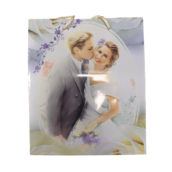 9.5 in x 8 in x 4 in Wedding Paper Gift Bags, Elegant Designs with Braided Handles, Gift Tags, Durable Favor Bags for Small Gifts, Treats, Bridal Showers, Receptions, Celebrations