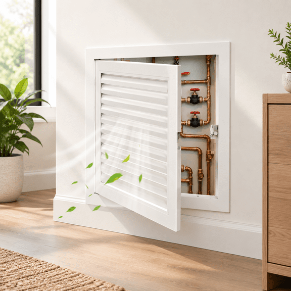 9.5 x 9.5 Inch Aluminum Alloy White Louvered Drywall Access Vent Panel
