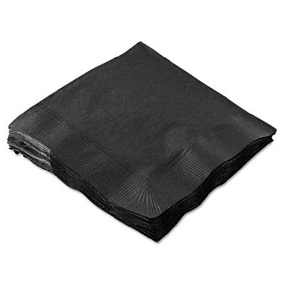 9.5 x 9.5 in. Beverage Napkins 2-Ply - Black - 1000 Case