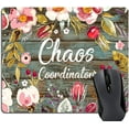 thumbnail image 1 of 9.5"x7.9" Funny Quote Gaming Mouse Pad, Chaos Coordinator Quotes Vintage Colored Floral Wreath Print Rustic Old Wood Art Mouse Pads, 1 of 4