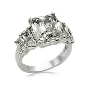 9.50 Ct Radiant Cut Zirconia Stainless Steel Engagement Ring Women's Size 7