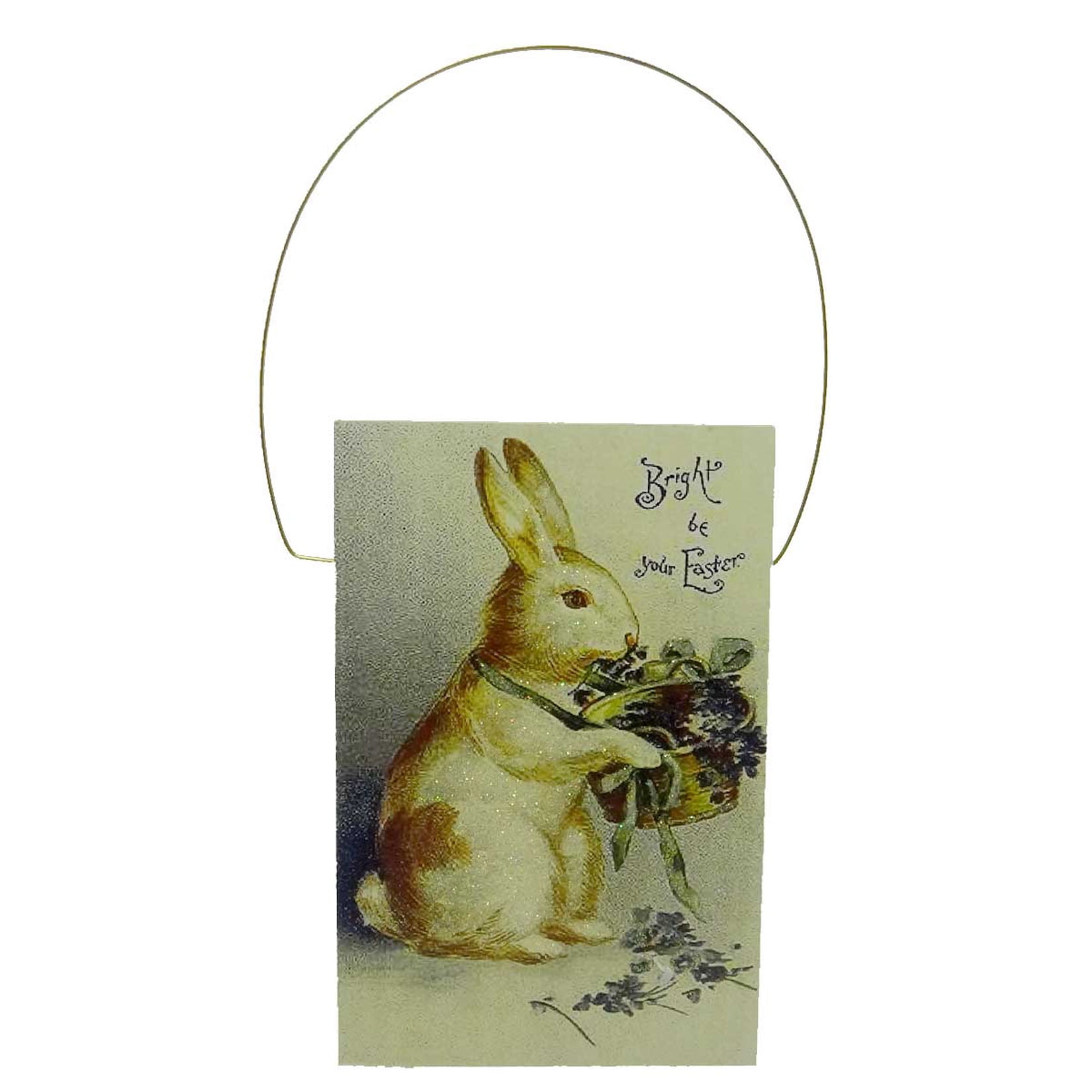 9.50In Bright Be Your Easter, Wood Composite, Bunny  Rabbit Basket Picture E34