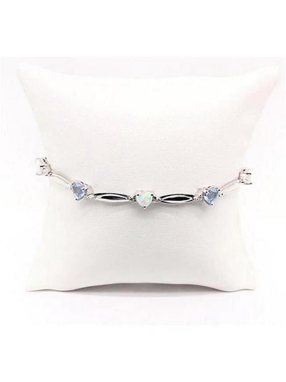 9.54 CT Heart Shape Aquamarine & Opal Diamond Bracelet