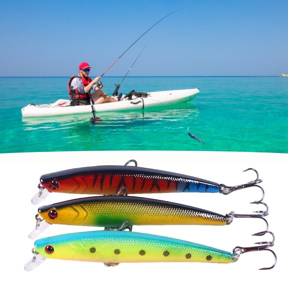 9.5CM/8.2G Fishing Lure Simulated Vivid Skin Bright Color 3D Fisheyes Sharp Hook Streamlined Universal Long Tongue Minnow Artificial Hard Bait Fishing Gear