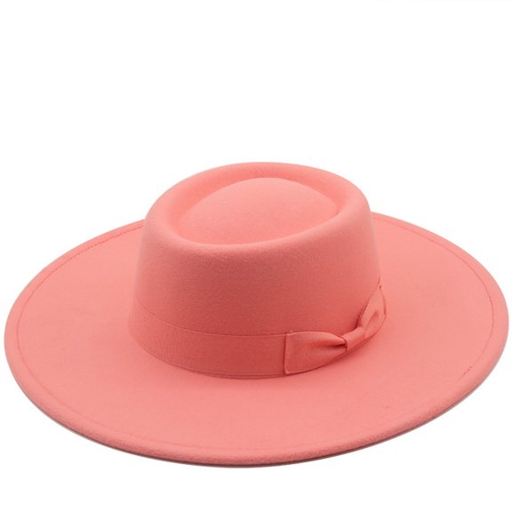 9.5CM Big Wide Brim Fedora Hat for Women Men Western Suede Hats Large Felt Panama Hat