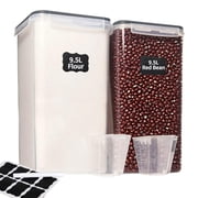 9.5L/321oz Cereal Flour Storage, 2 Pcs Large Food Storage Containers Airtight Pantry Storage Canisters for Flour, Sugar