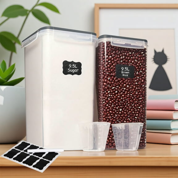 9.5L/321oz Cereal Flour Storage, 2 Pcs Large Food Storage Containers Airtight Pantry Storage Canisters for Flour, Sugar