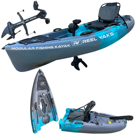 9.5ft Raptor Modular Propeller Drive Pedal Fishing Kayak | 380lbs Capacity | 2 Piece