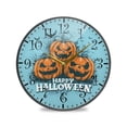 thumbnail image 1 of 9.5in Acrylic Wall Clock with Glass-like Finish Round Clock for Home Decoration Smiling Pumpkin Face, 1 of 9