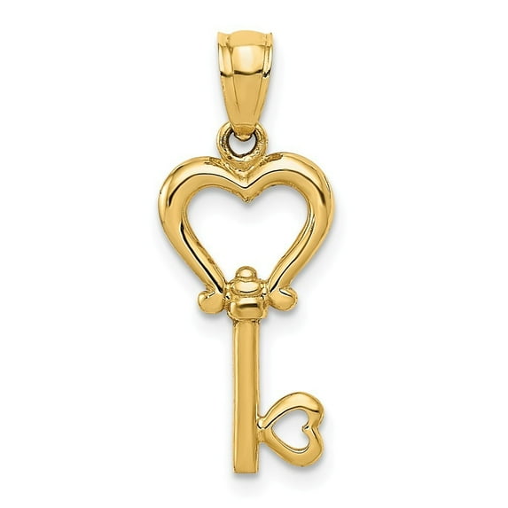 9.5mm 14k Polished Heart Key Pendant - 1.0 Grams